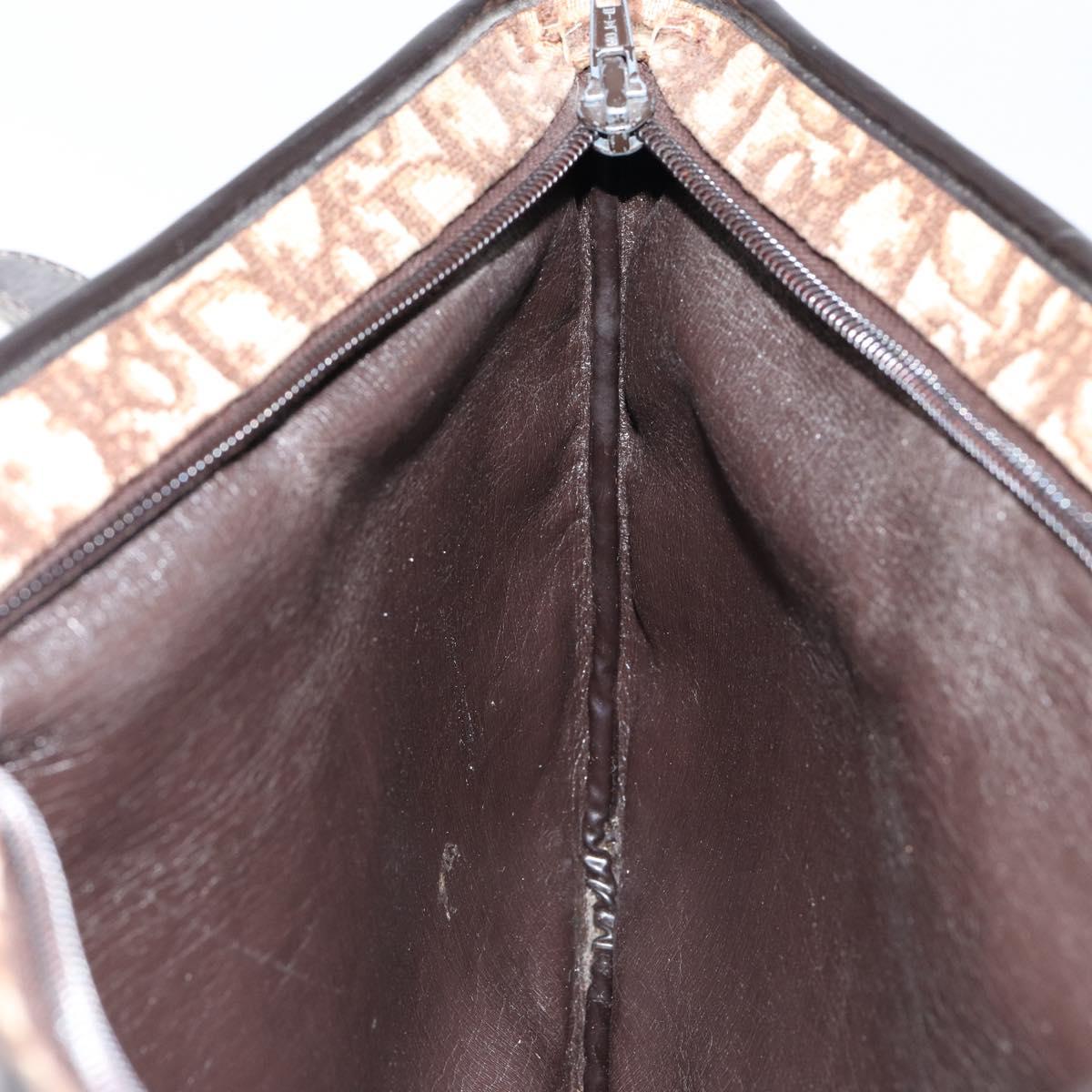 Christian Dior Trotter Canvas Tote Bag Brown Gold Auth 145775