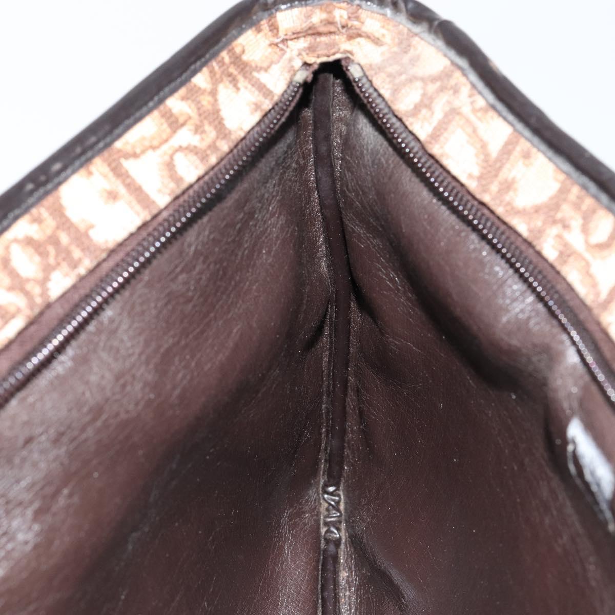 Christian Dior Trotter Canvas Tote Bag Brown Gold Auth 145775