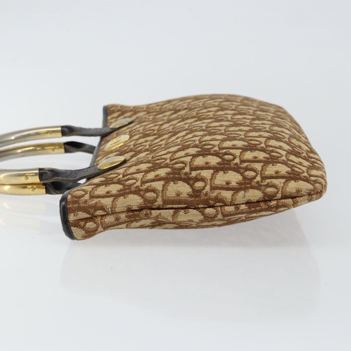 Christian Dior Trotter Canvas Tote Bag Brown Gold Auth 145775