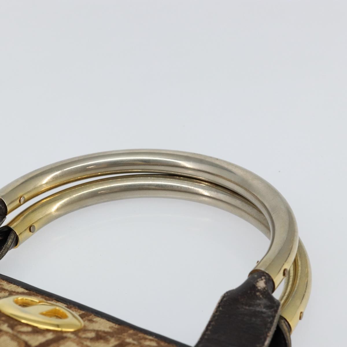 Christian Dior Trotter Canvas Tote Bag Brown Gold Auth 145775