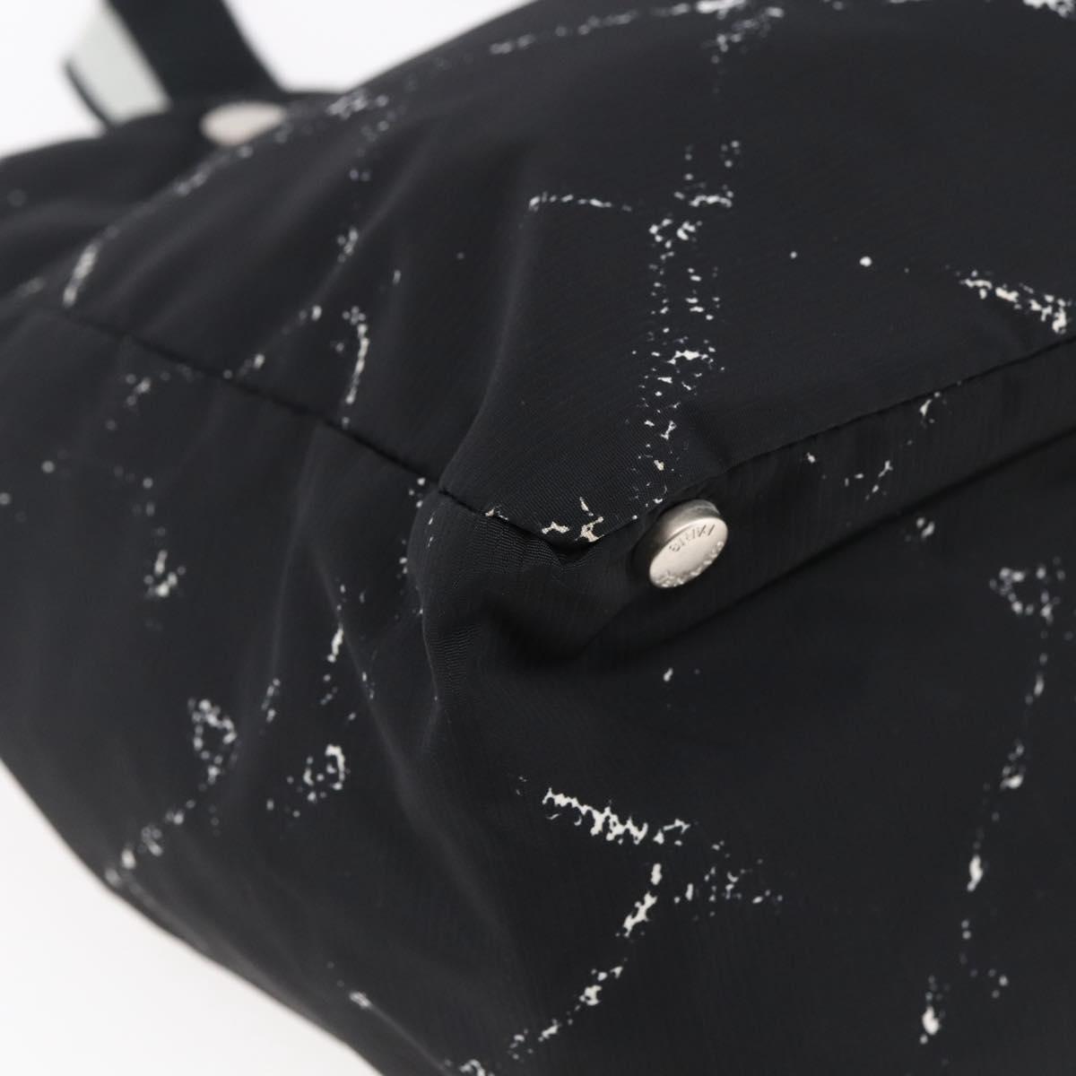 CHANEL Travel line Tote Bag Nylon Black White CC Auth 145777