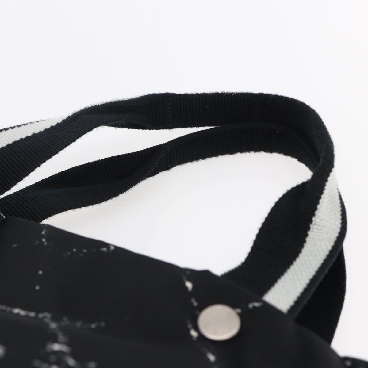 CHANEL Travel line Tote Bag Nylon Black White CC Auth 145777