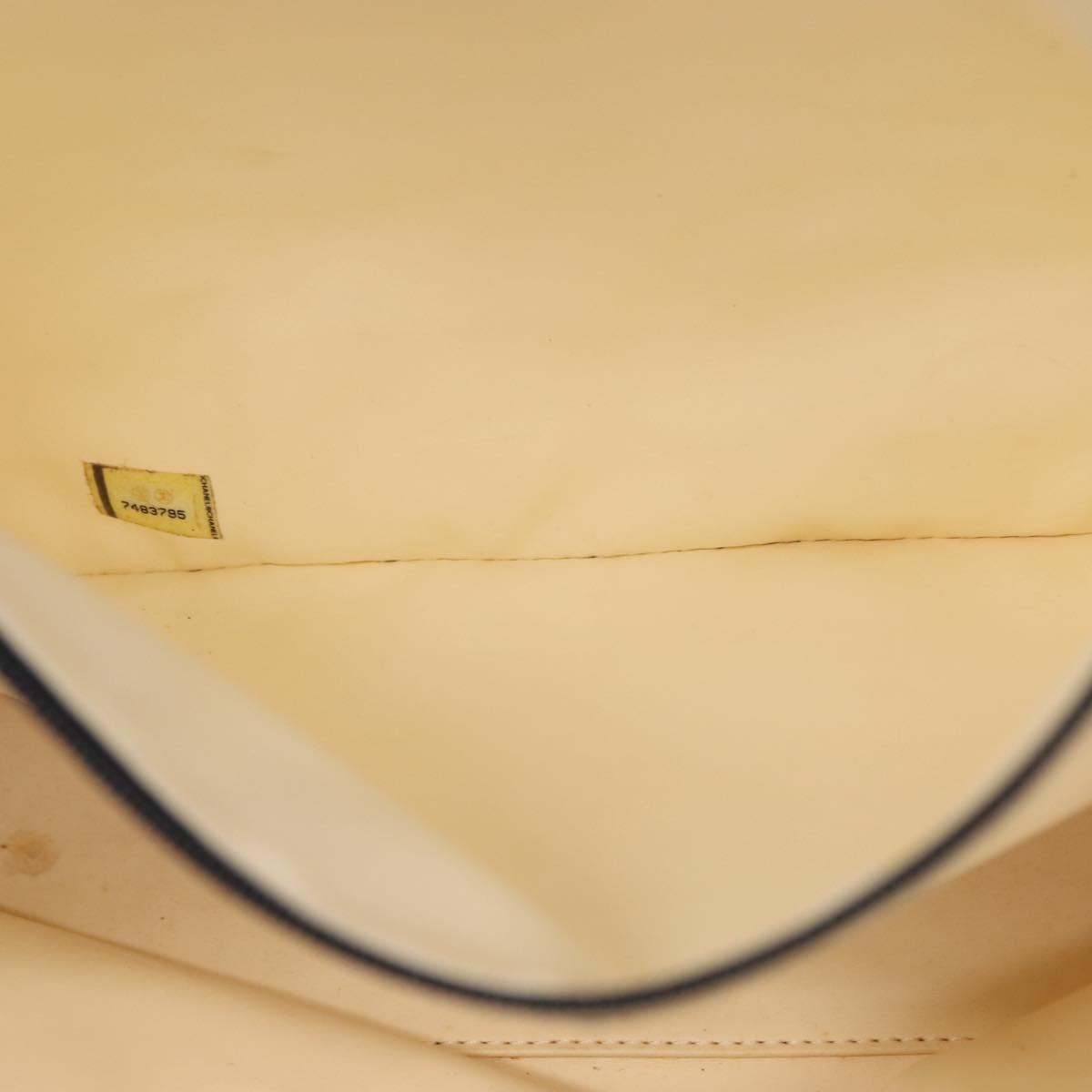 CHANEL Bysy line Tote Bag Canvas White CC Auth 145779