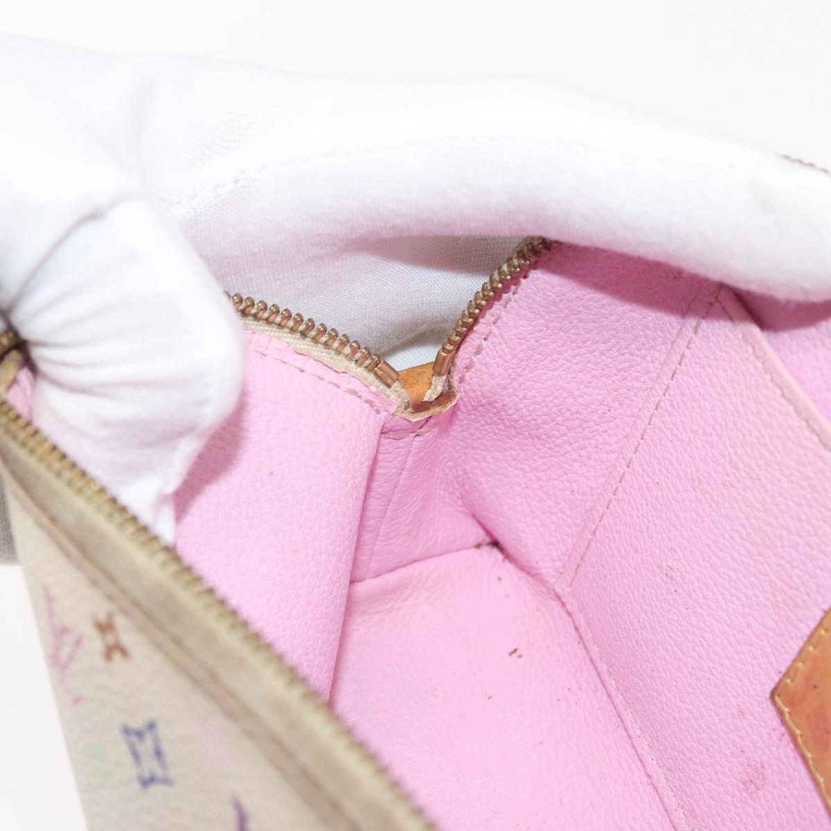 LOUIS VUITTON Multicolor Pochette Cosmetic PM Pouch White M47354 LV Auth 145783