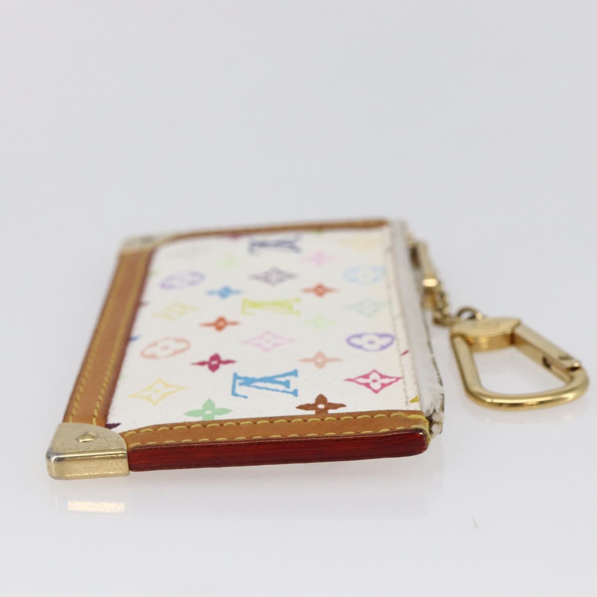 LOUIS VUITTON Multicolor Pochette Cles Coin Purse White M92655 LV Auth 145789