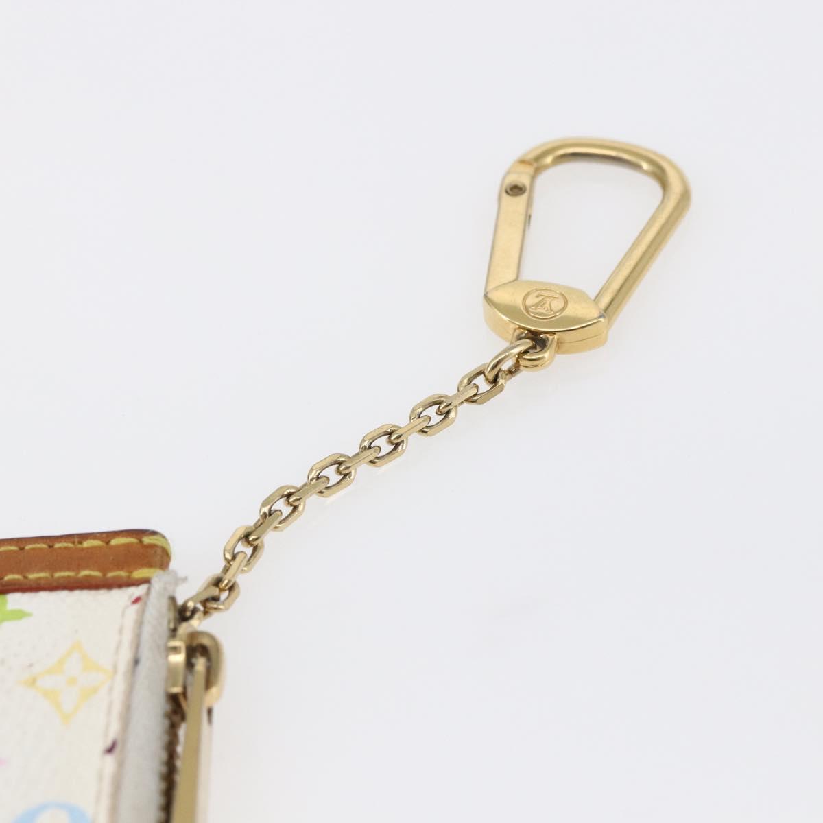 LOUIS VUITTON Multicolor Pochette Cles Coin Purse White M92655 LV Auth 145789