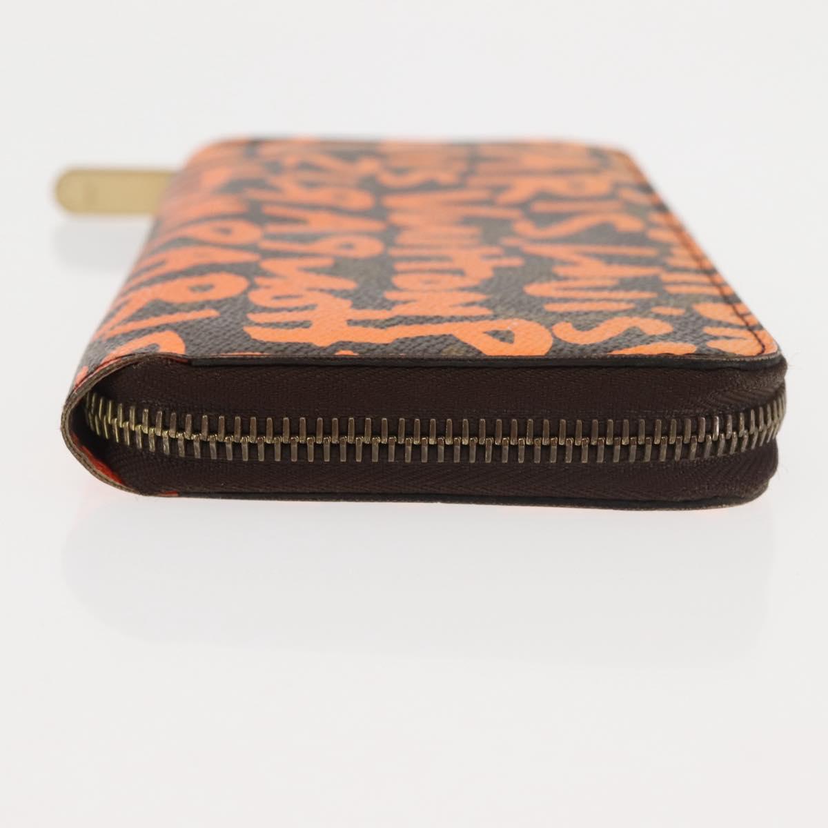 LOUIS VUITTON Monogram Graffiti Zippy Wallet Long Orange M93711 LV Auth 145791