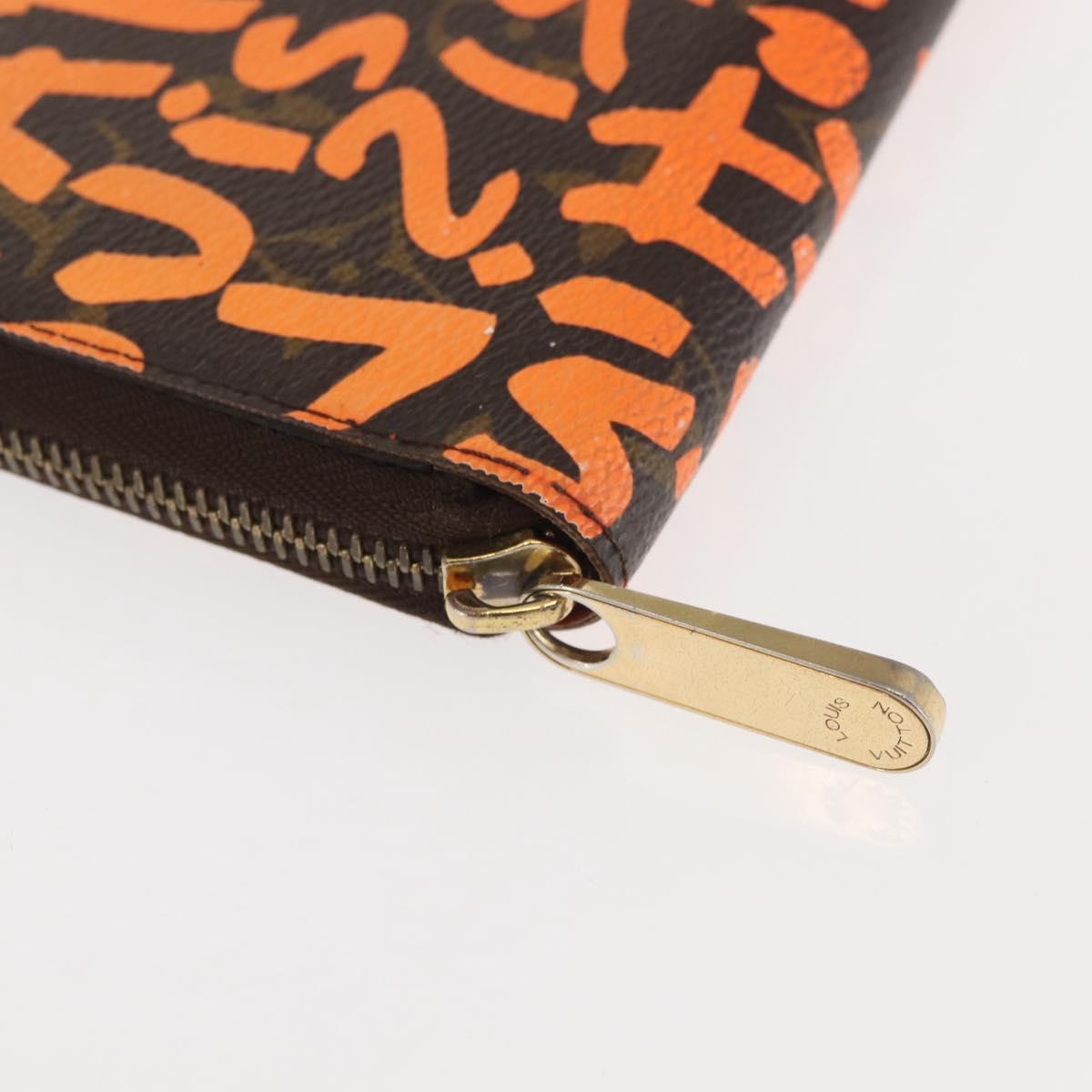 LOUIS VUITTON Monogram Graffiti Zippy Wallet Long Orange M93711 LV Auth 145791