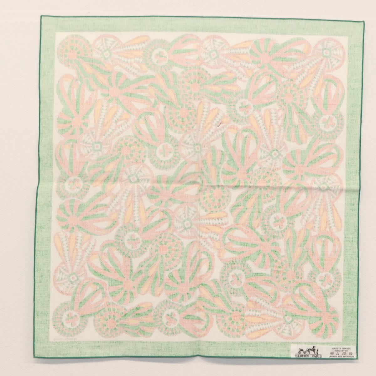 HERMES table napkin Place mat Scarf cotton 2Set Blue Green Auth 145800