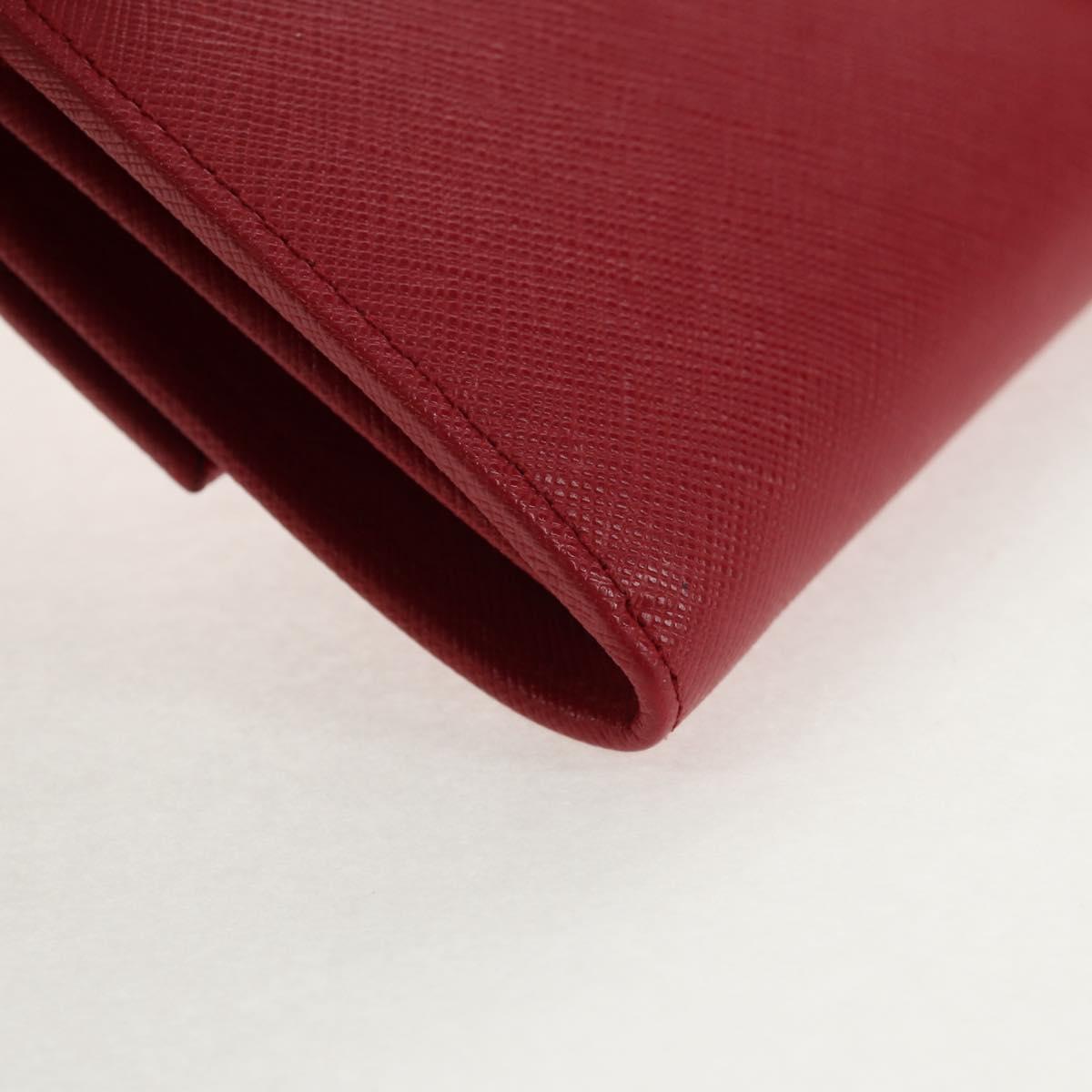 PRADA Chain Shoulder Wallet Safiano leather Red Gold BT770C Auth 145801V