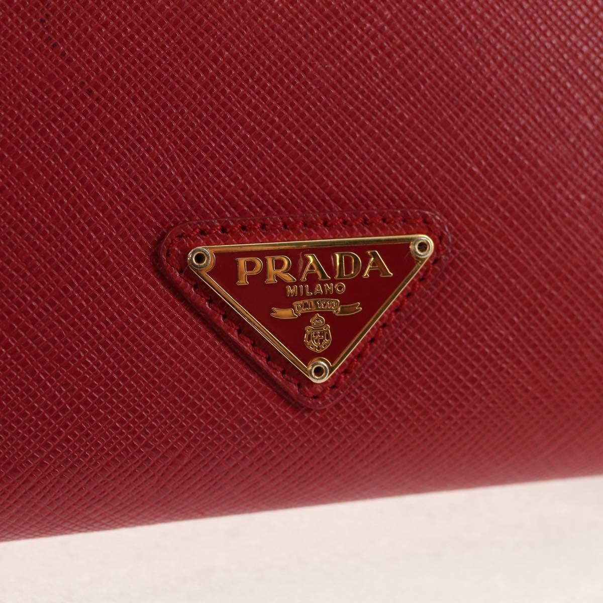 PRADA Chain Shoulder Wallet Safiano leather Red Gold BT770C Auth 145801V