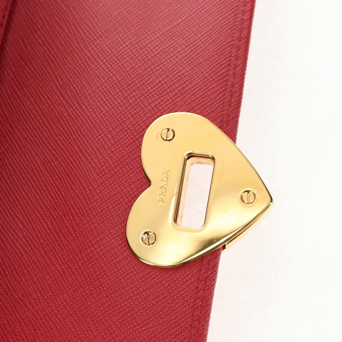 PRADA Chain Shoulder Wallet Safiano leather Red Gold BT770C Auth 145801V