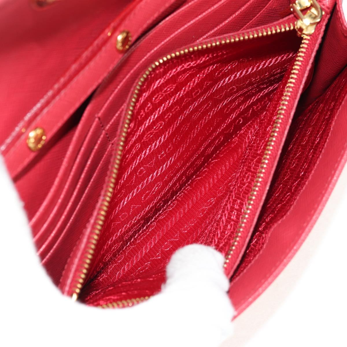 PRADA Chain Shoulder Wallet Safiano leather Red Gold BT770C Auth 145801V