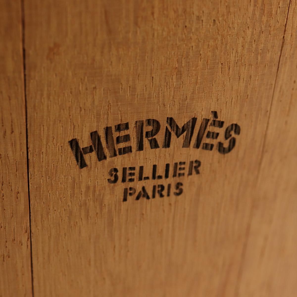 HERMES Bucket Groom Hand Bag Wood Beige Auth 145802V