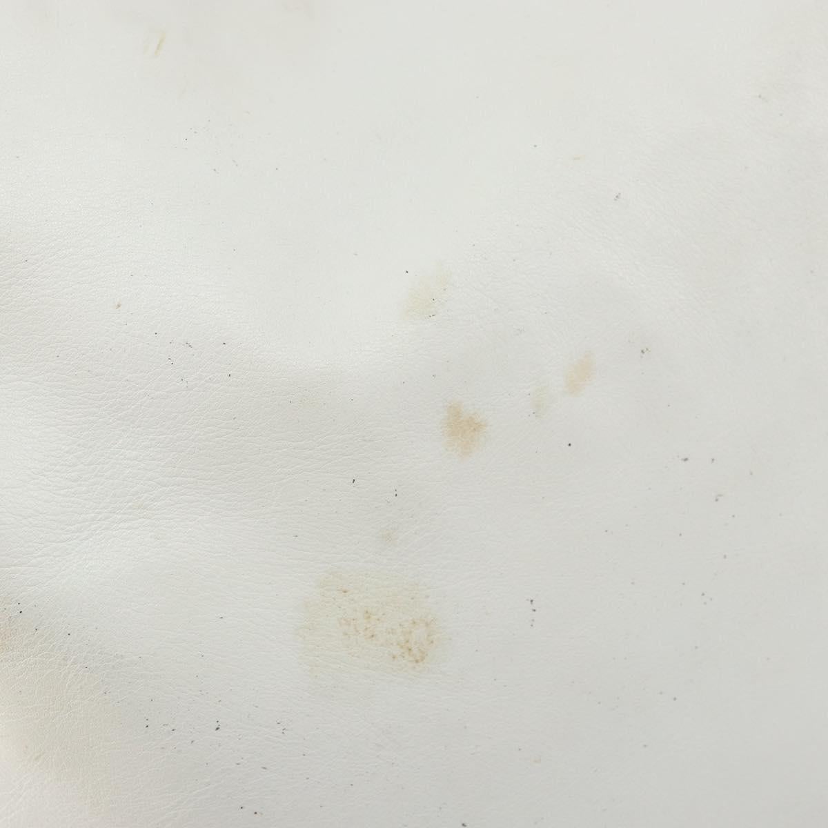 GUCCI Bamboo Hand Bag Leather 2way White Gold 001 3754 1638 Auth 145811