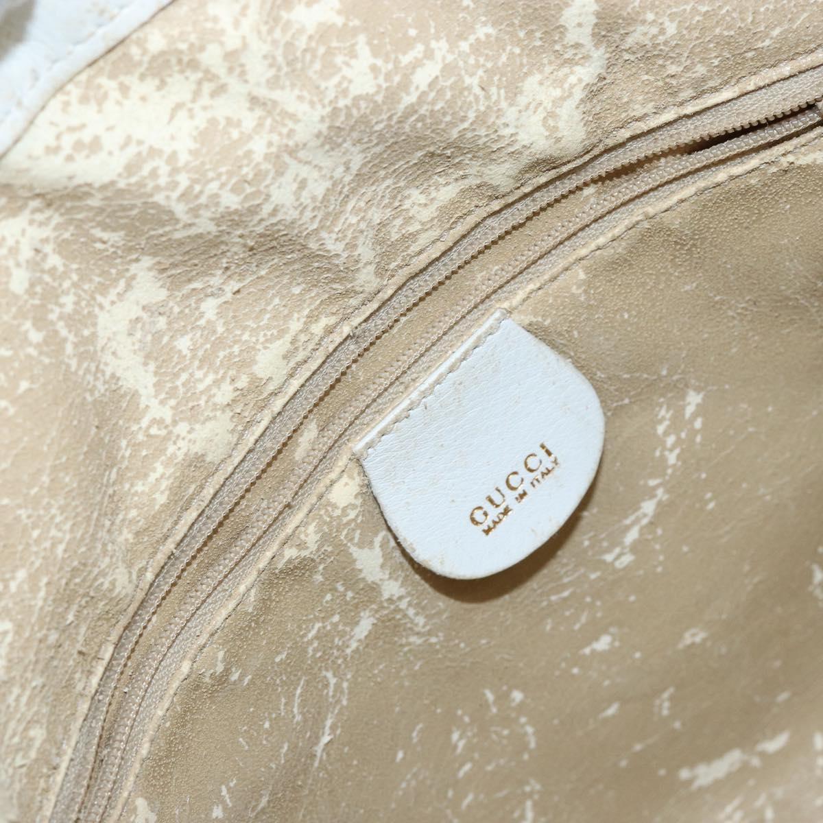 GUCCI Bamboo Hand Bag Leather 2way White Gold 001 3754 1638 Auth 145811