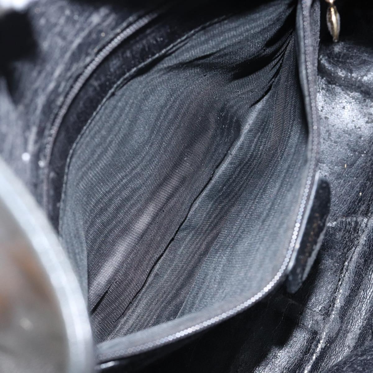 GUCCI Bamboo Hand Bag Leather 2way Black Gold 001 2123 1638 Auth 145812