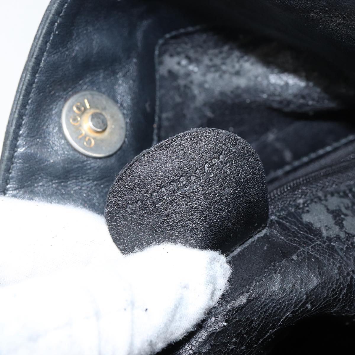 GUCCI Bamboo Hand Bag Leather 2way Black Gold 001 2123 1638 Auth 145812