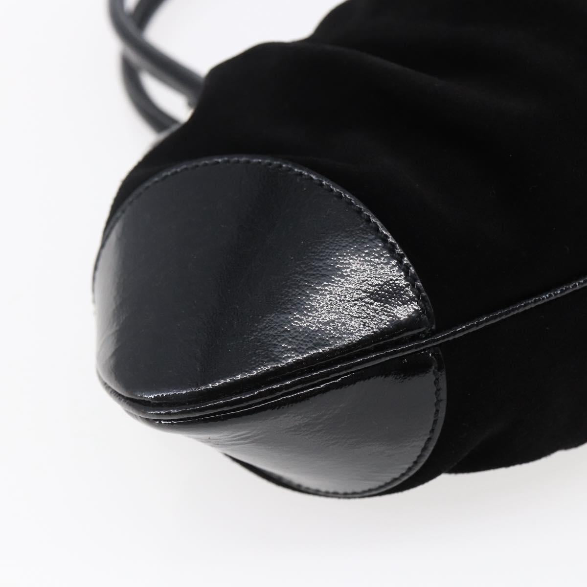 Salvatore Ferragamo Gancini Shoulder Bag Suede Black Silver Auth 145831