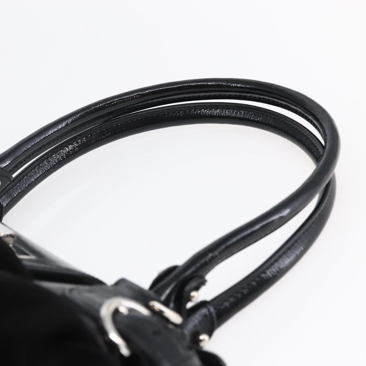 Salvatore Ferragamo Gancini Shoulder Bag Suede Black Silver Auth 145831