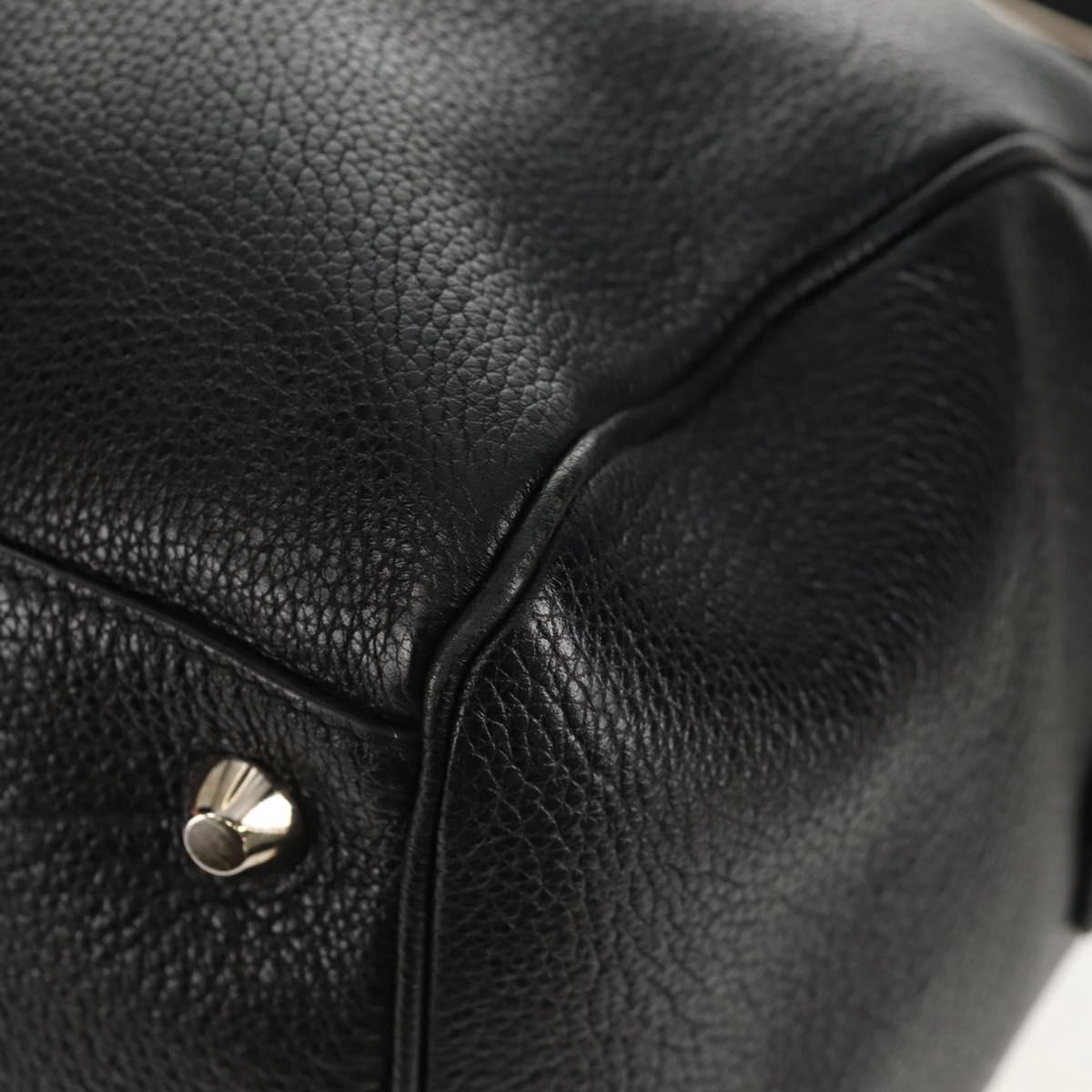 PRADA Boston Bag Leather 2way Black Silver Auth 145841SM