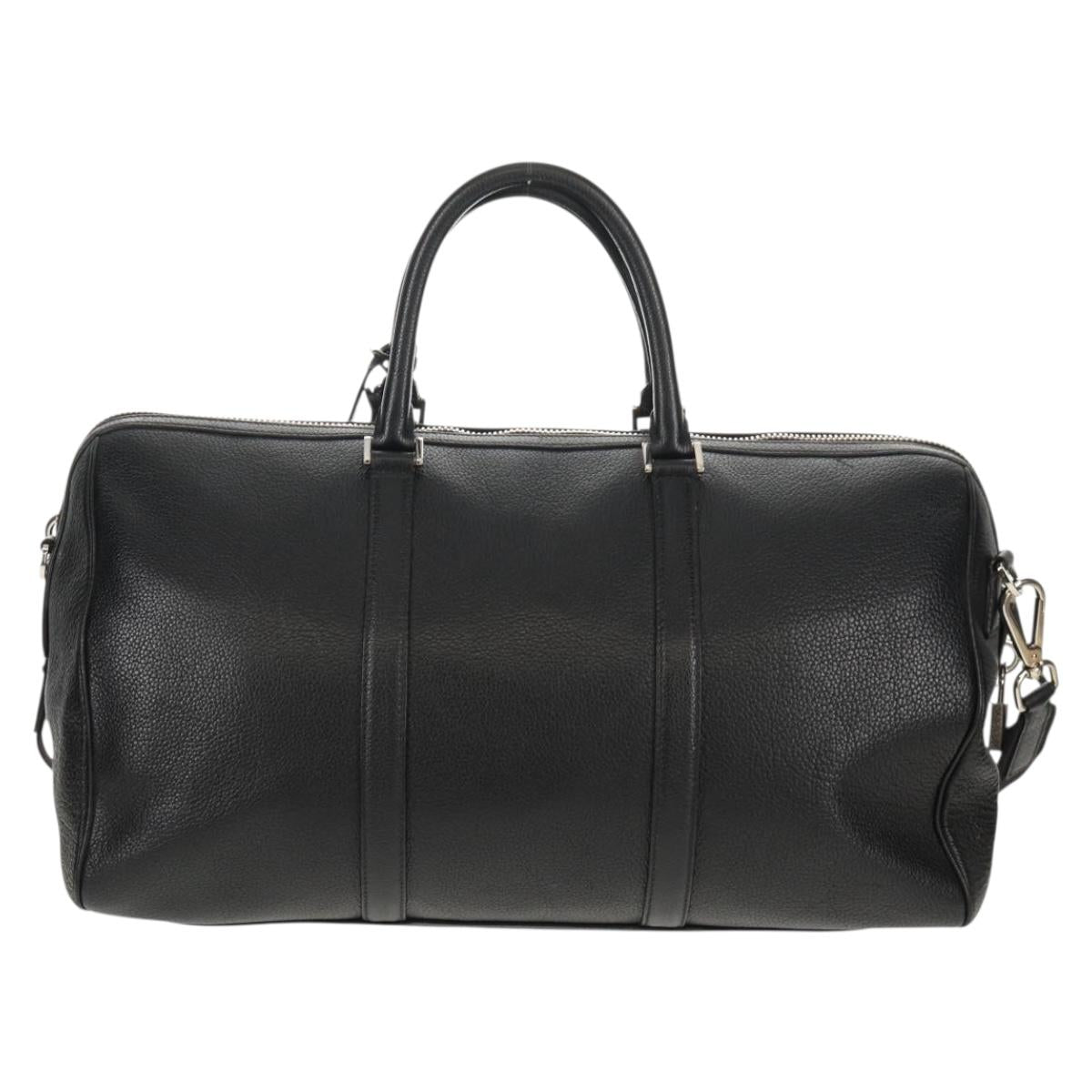 PRADA Boston Bag Leather 2way Black Silver Auth 145841SM