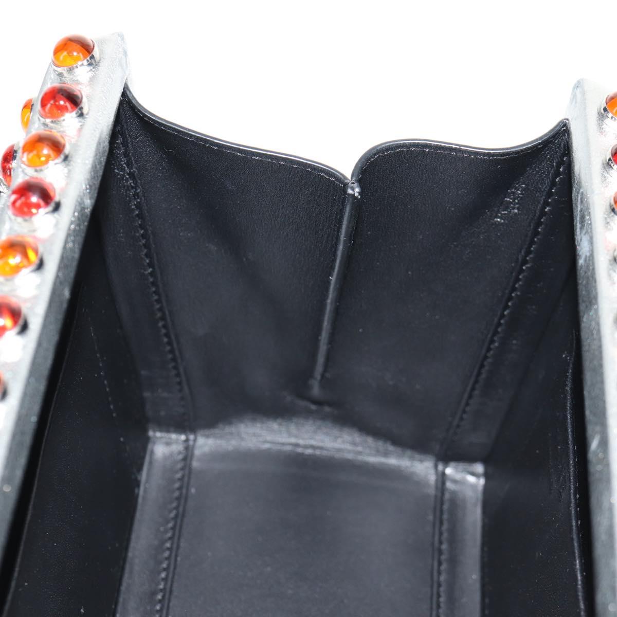 LOEWE Anagram Hand Bag Leather 2way Silver Auth 145842SM