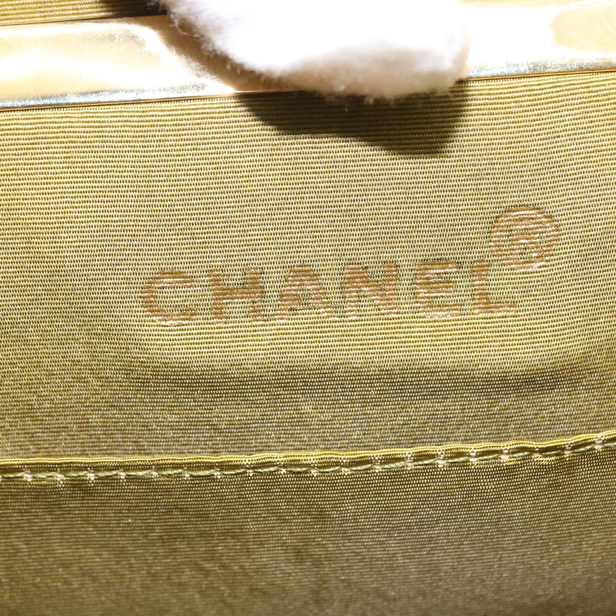 CHANEL V-stitched Chain Shoulder Bag Nylon Khaki Gold CC Auth 145845
