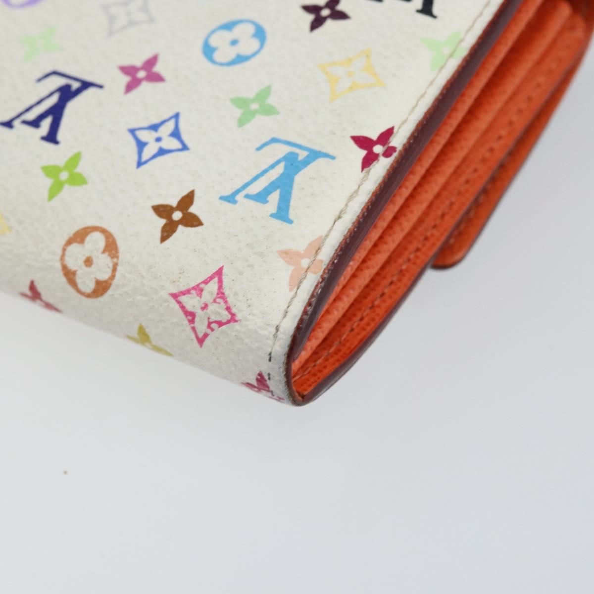 LOUIS VUITTON Multicolor Portefeuille Sarah Long Wallet White M93532 Auth 145847