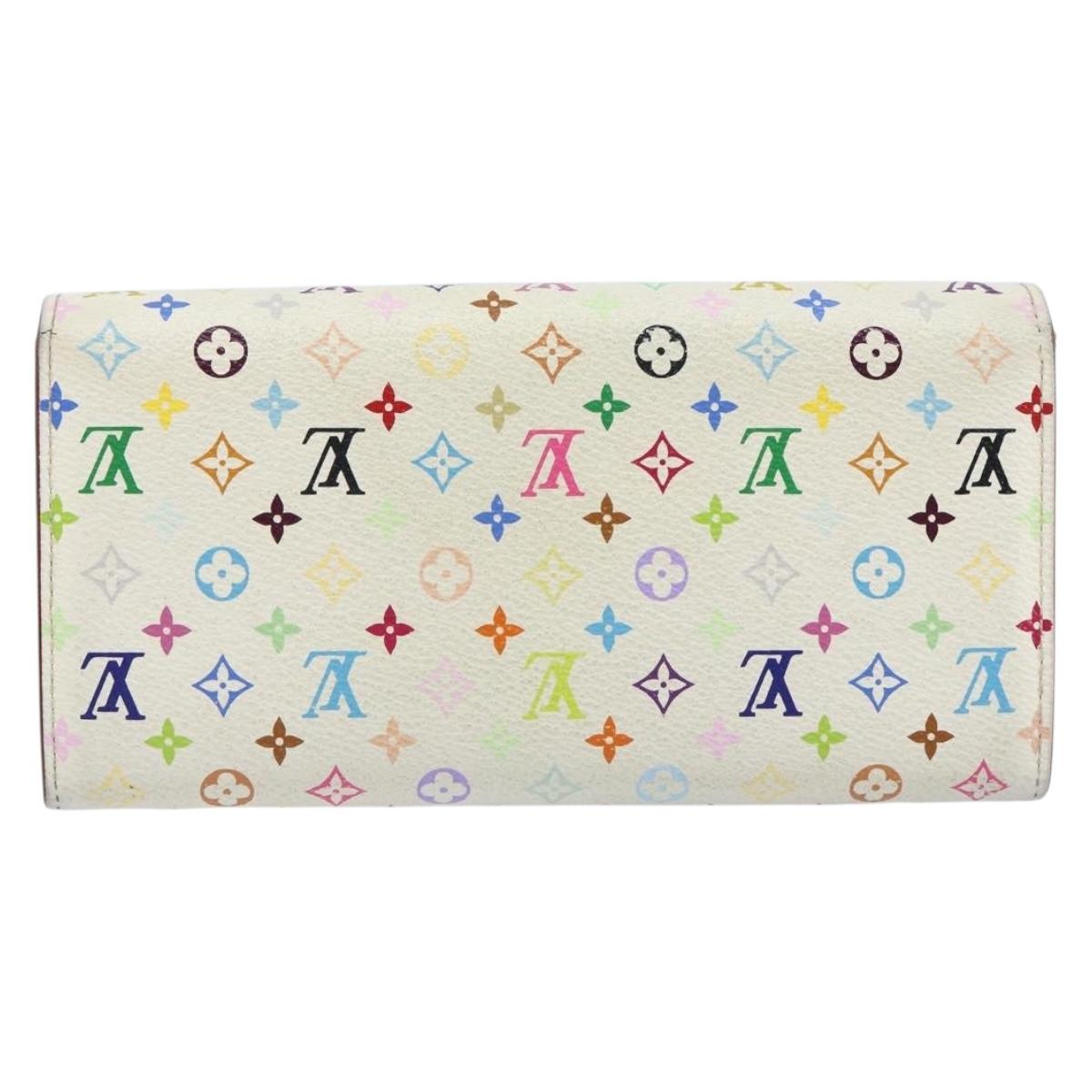 LOUIS VUITTON Multicolor Portefeuille Sarah Long Wallet White M93532 Auth 145847