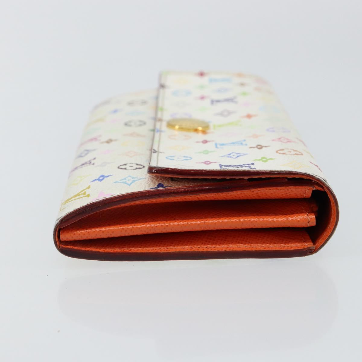 LOUIS VUITTON Multicolor Portefeuille Sarah Long Wallet White M93532 Auth 145847