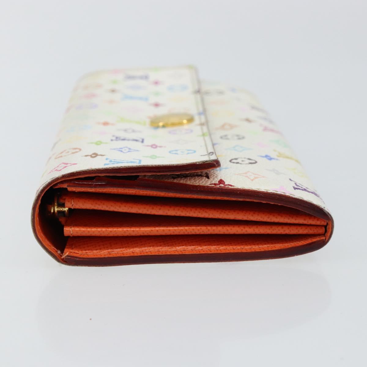 LOUIS VUITTON Multicolor Portefeuille Sarah Long Wallet White M93532 Auth 145847