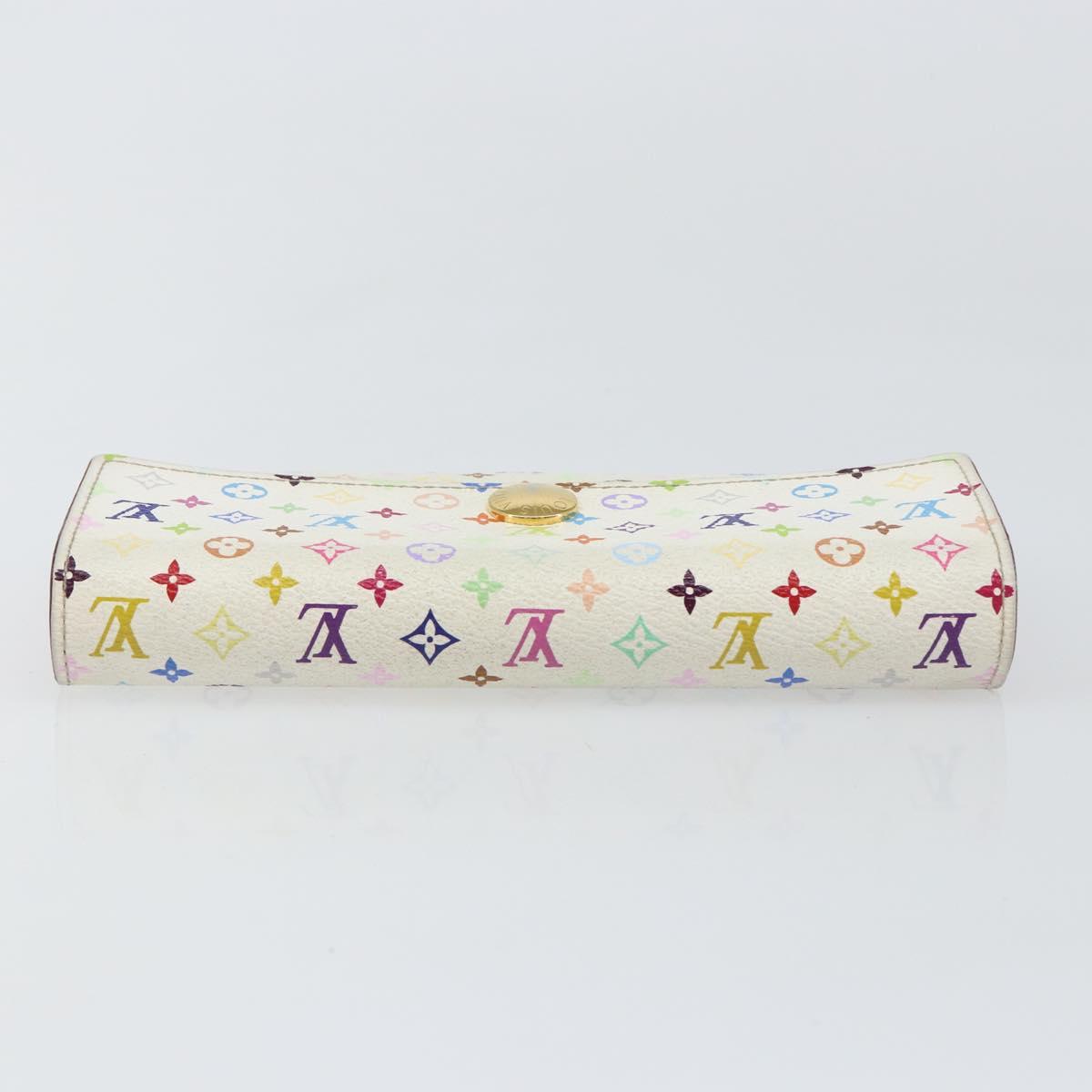 LOUIS VUITTON Multicolor Portefeuille Sarah Long Wallet White M93532 Auth 145847