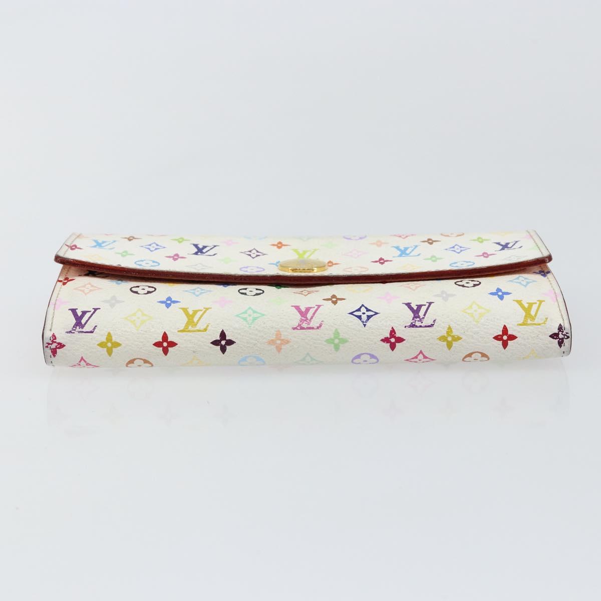 LOUIS VUITTON Multicolor Portefeuille Sarah Long Wallet White M93532 Auth 145847