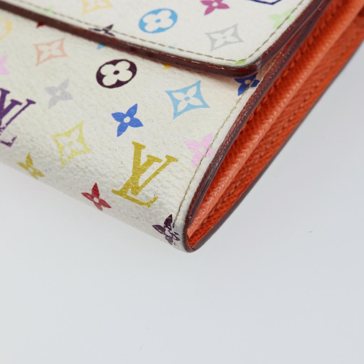 LOUIS VUITTON Multicolor Portefeuille Sarah Long Wallet White M93532 Auth 145847