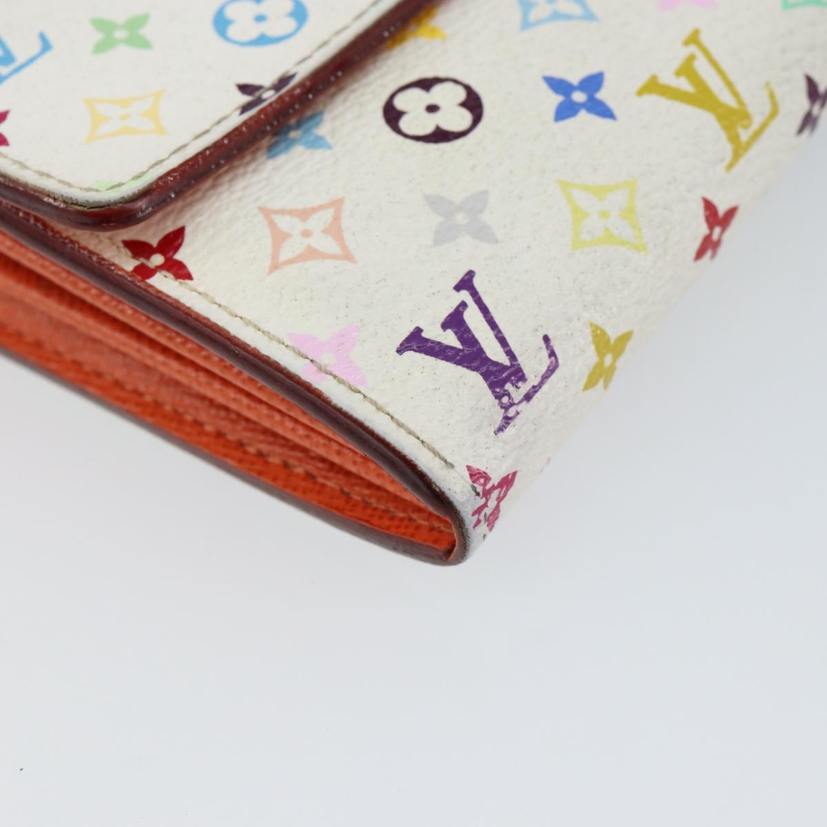 LOUIS VUITTON Multicolor Portefeuille Sarah Long Wallet White M93532 Auth 145847