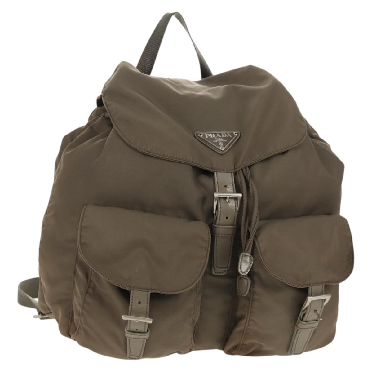 PRADA Backpack Nylon Gray Silver Auth 145848