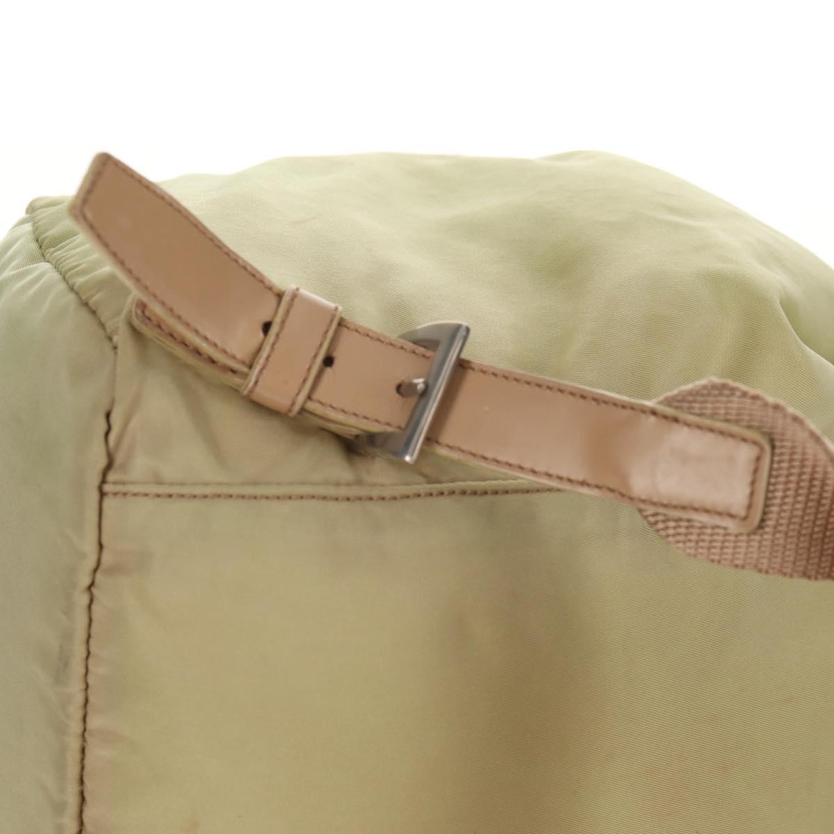 PRADA Backpack Nylon Beige Silver Auth 145849
