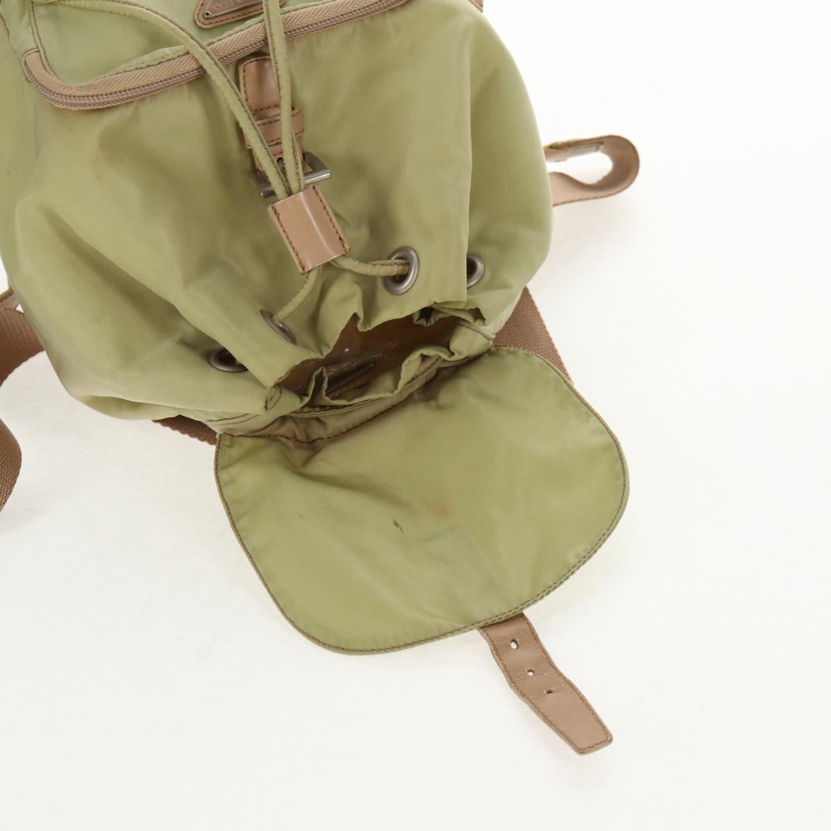 PRADA Backpack Nylon Beige Silver Auth 145849