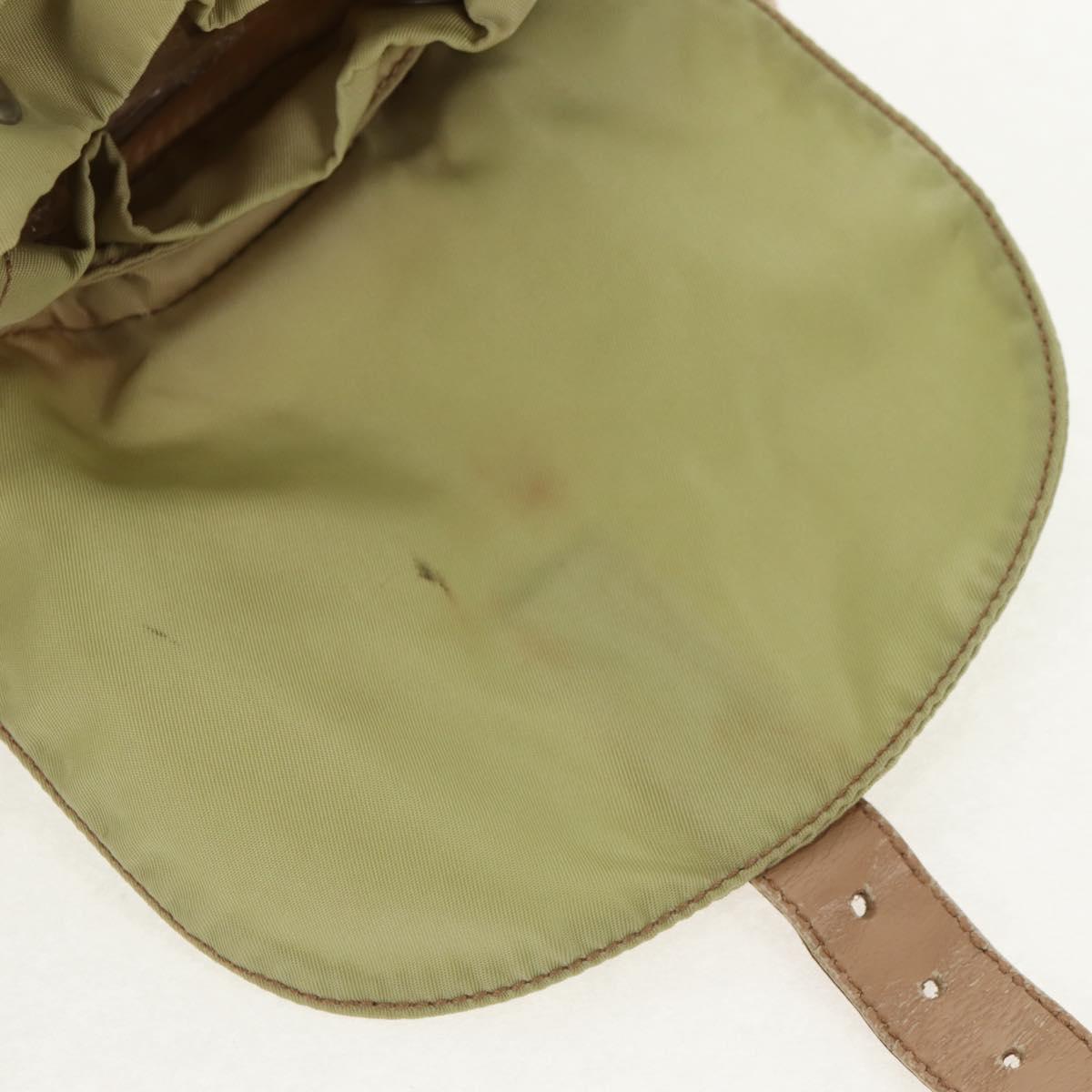 PRADA Backpack Nylon Beige Silver Auth 145849