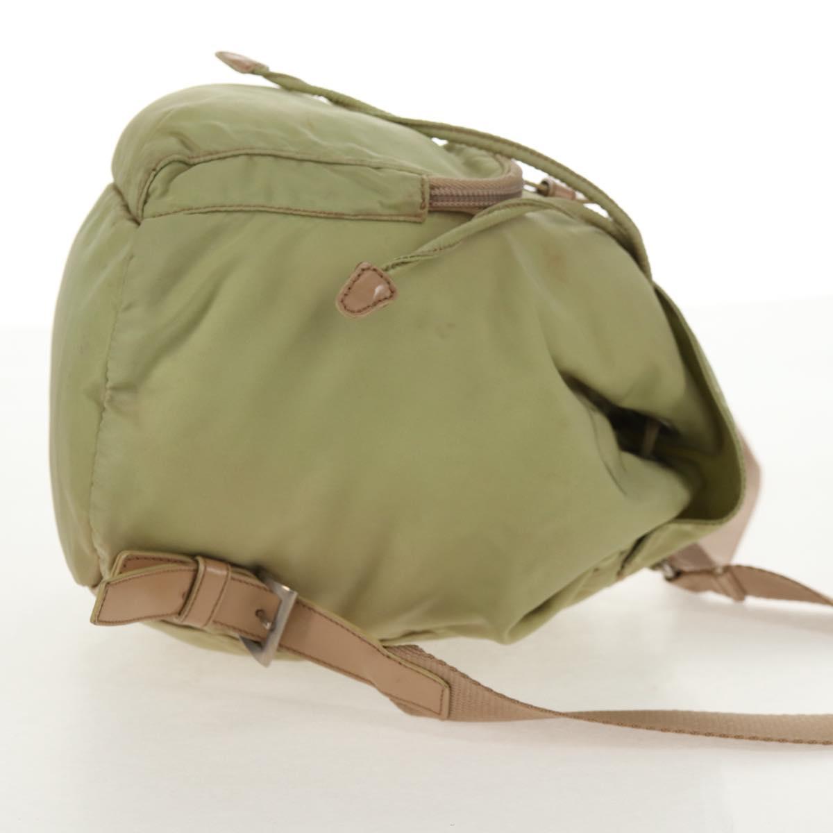 PRADA Backpack Nylon Beige Silver Auth 145849