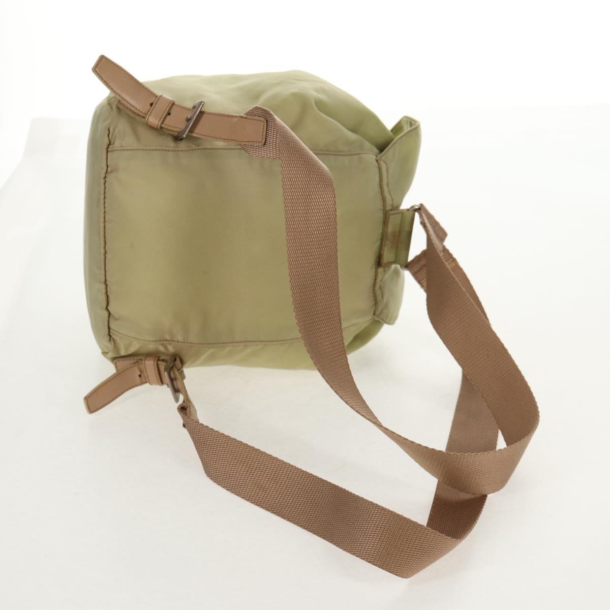 PRADA Backpack Nylon Beige Silver Auth 145849