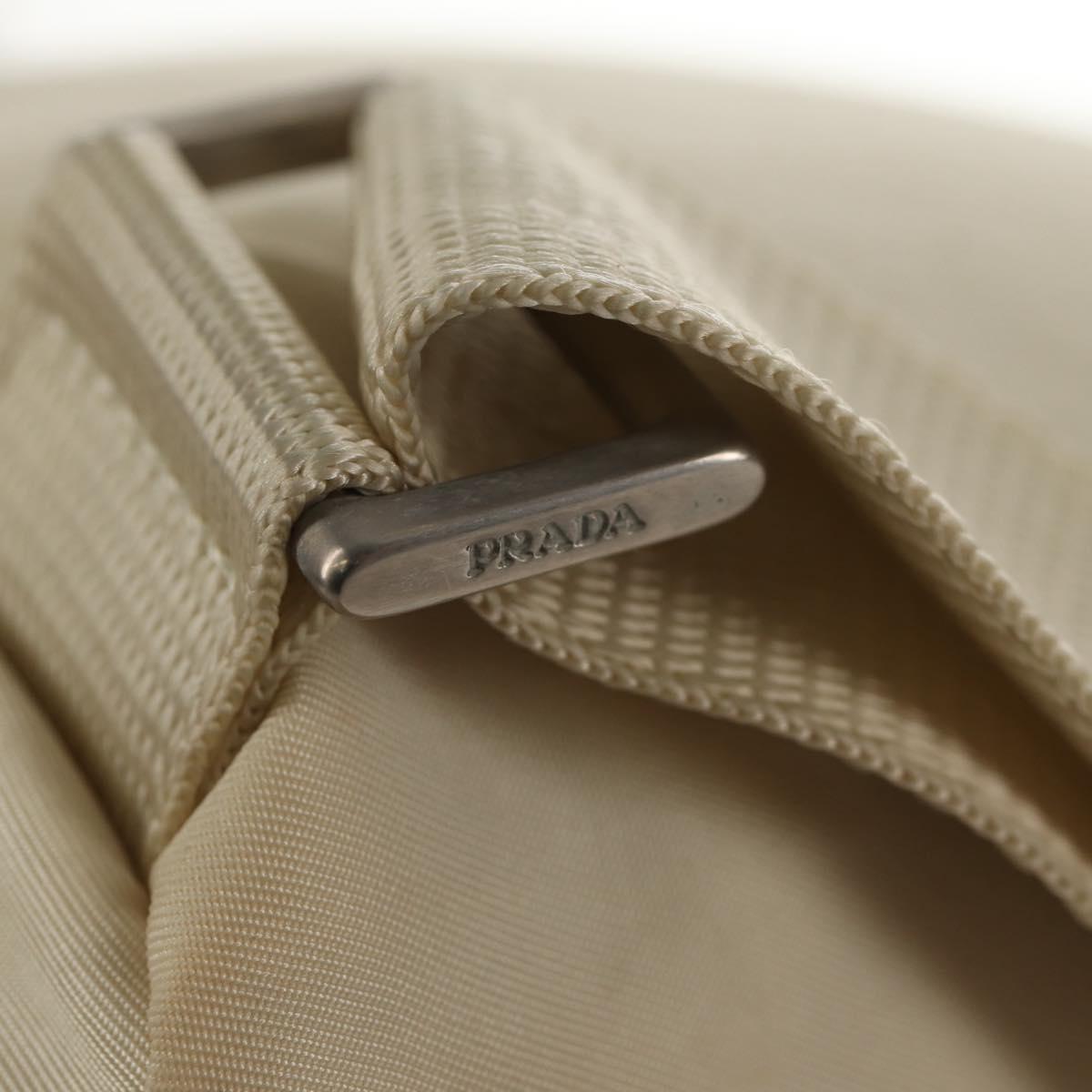 PRADA Backpack Nylon White Silver Auth 145850