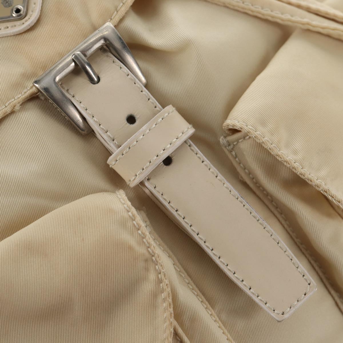 PRADA Backpack Nylon White Silver Auth 145850