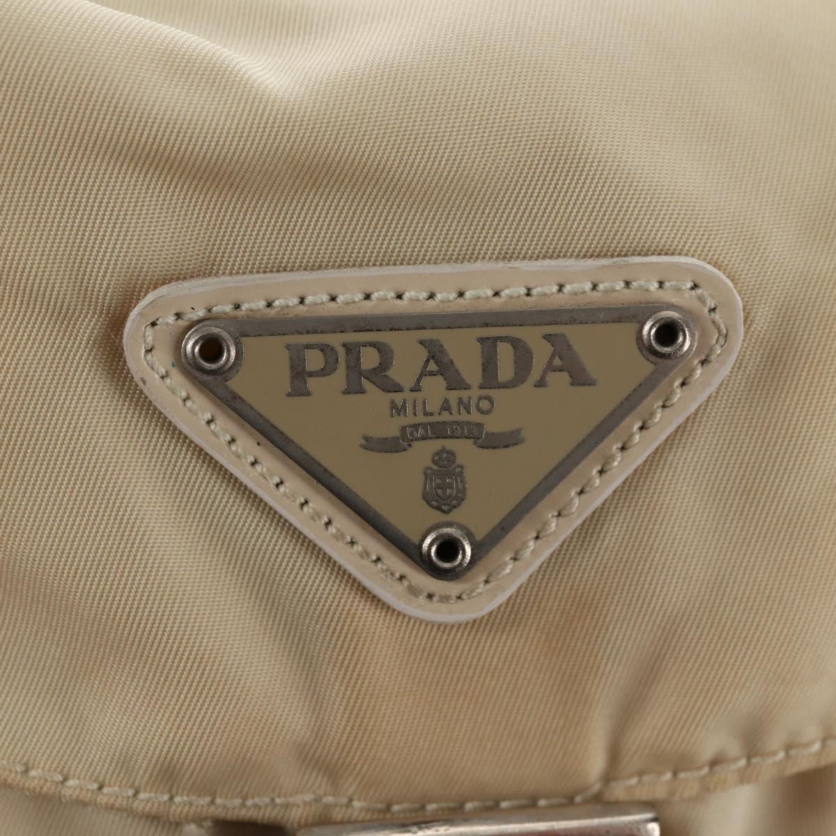 PRADA Backpack Nylon White Silver Auth 145850