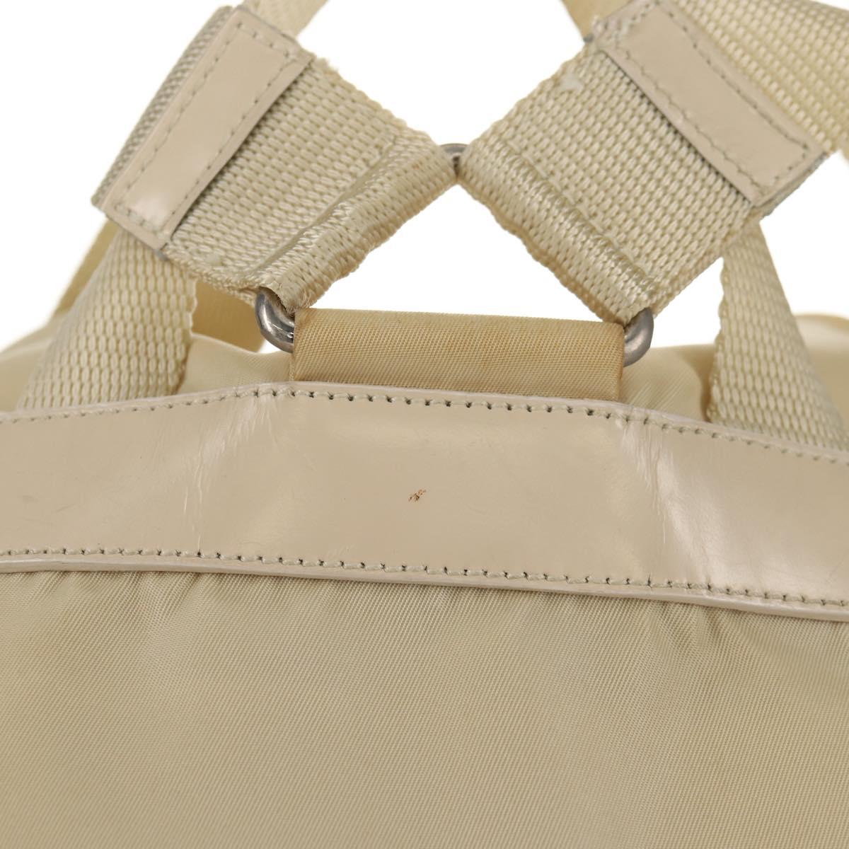 PRADA Backpack Nylon White Silver Auth 145850