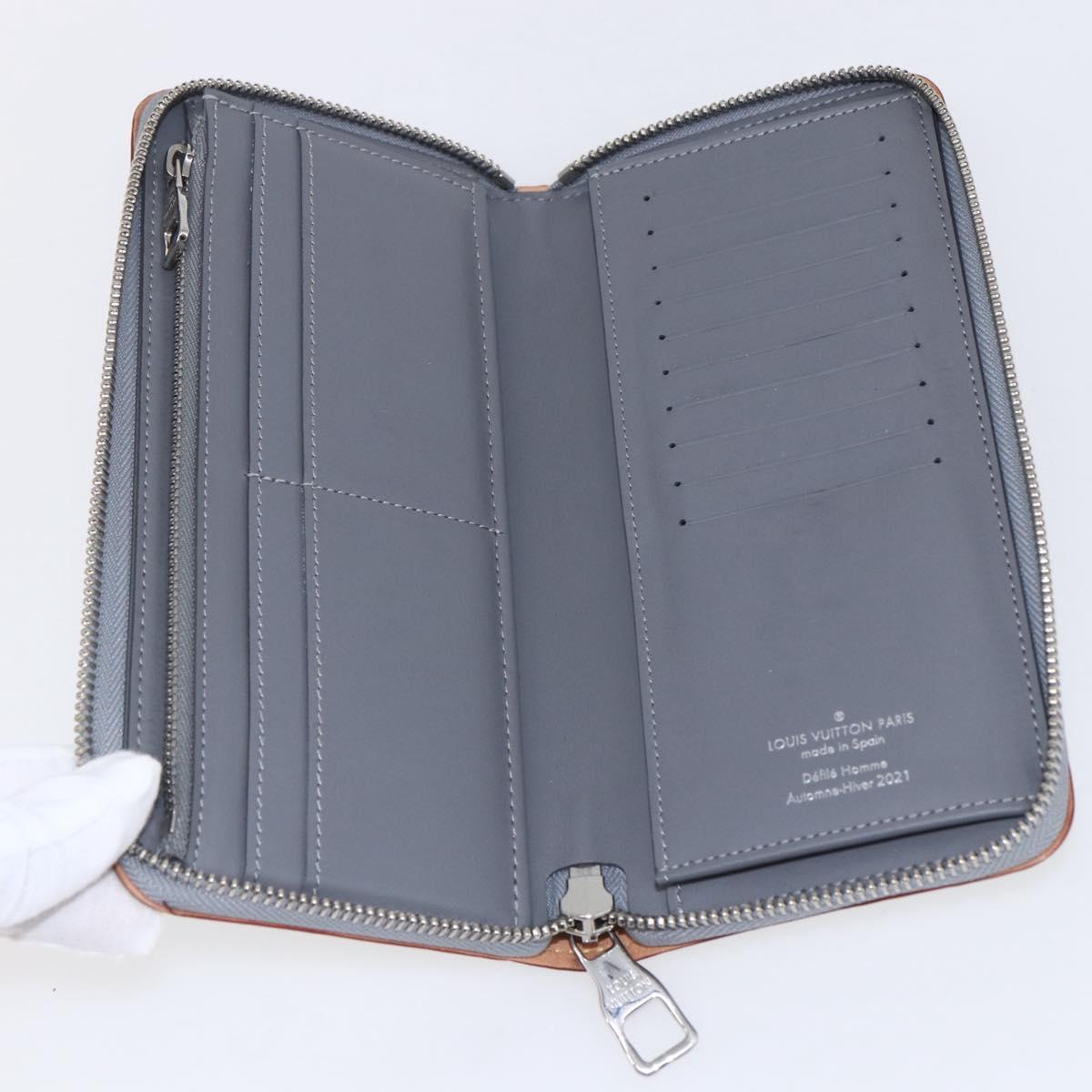LOUIS VUITTON Mirror Zippy WalletVertical Wallet Silver M80808 Auth 145872