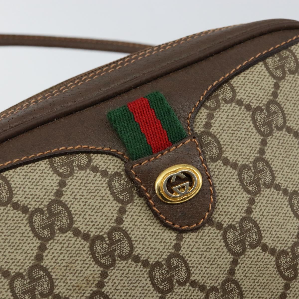 GUCCI GG Supreme Web Sherry Line Bag PVC Beige Gold 89 02 066 Auth 145875