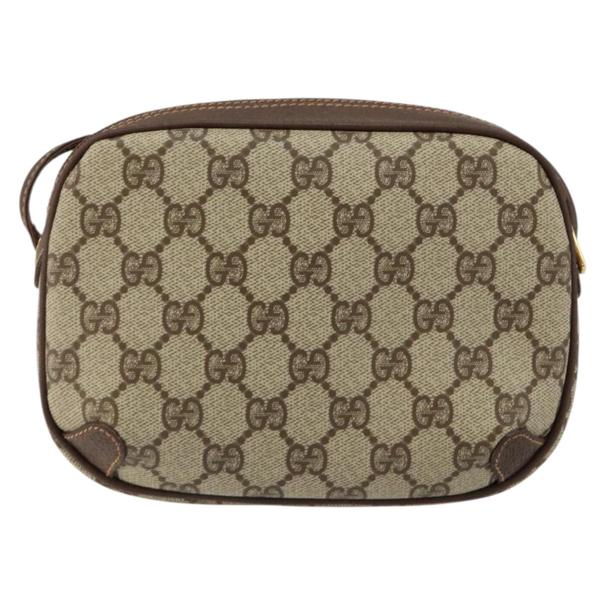 GUCCI GG Supreme Web Sherry Line Bag PVC Beige Gold 89 02 066 Auth 145875