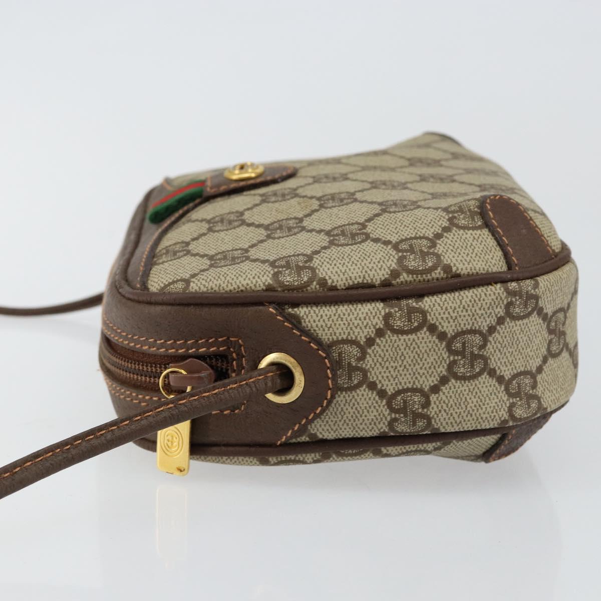 GUCCI GG Supreme Web Sherry Line Bag PVC Beige Gold 89 02 066 Auth 145875